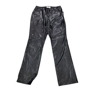 Kathy Ireland Womens Black Faux Leather Pants Size 10 Straight Leg 100% PVC